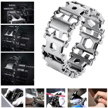 

New Multifunction Tread Bracelet Stainless Steel Outdoor Tools Kit Protable Multitool Bracelet Screwdriver wareble high quality