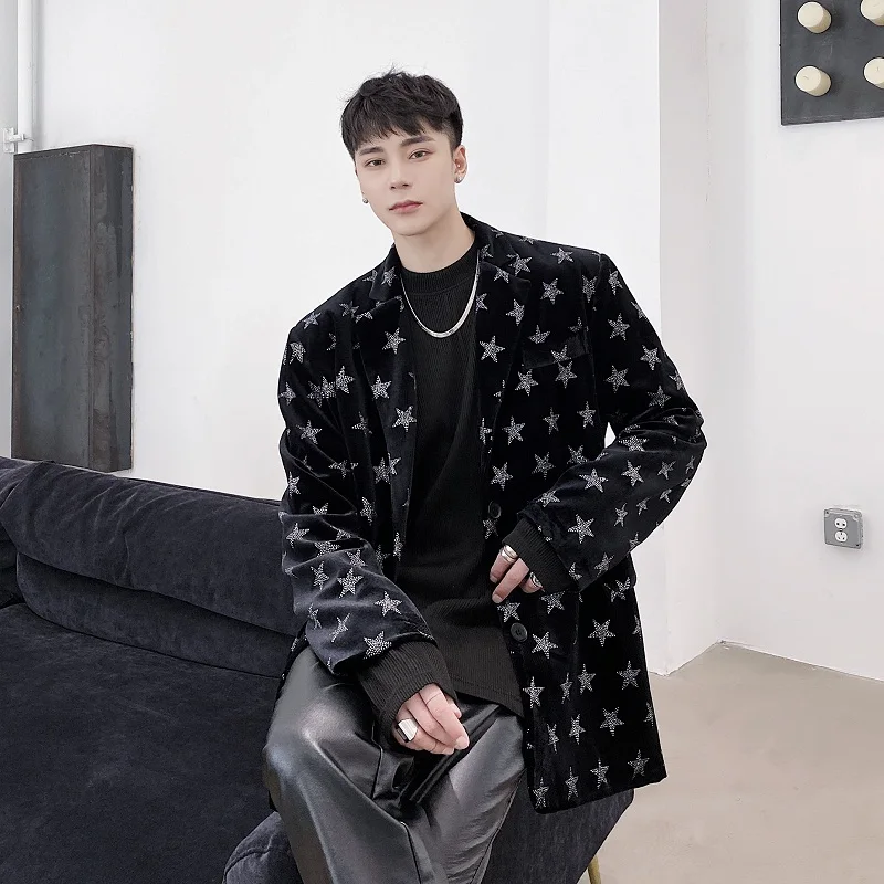 Мужская модная одежда для сцены платье костюм пальто верхняя мужчин бархатный