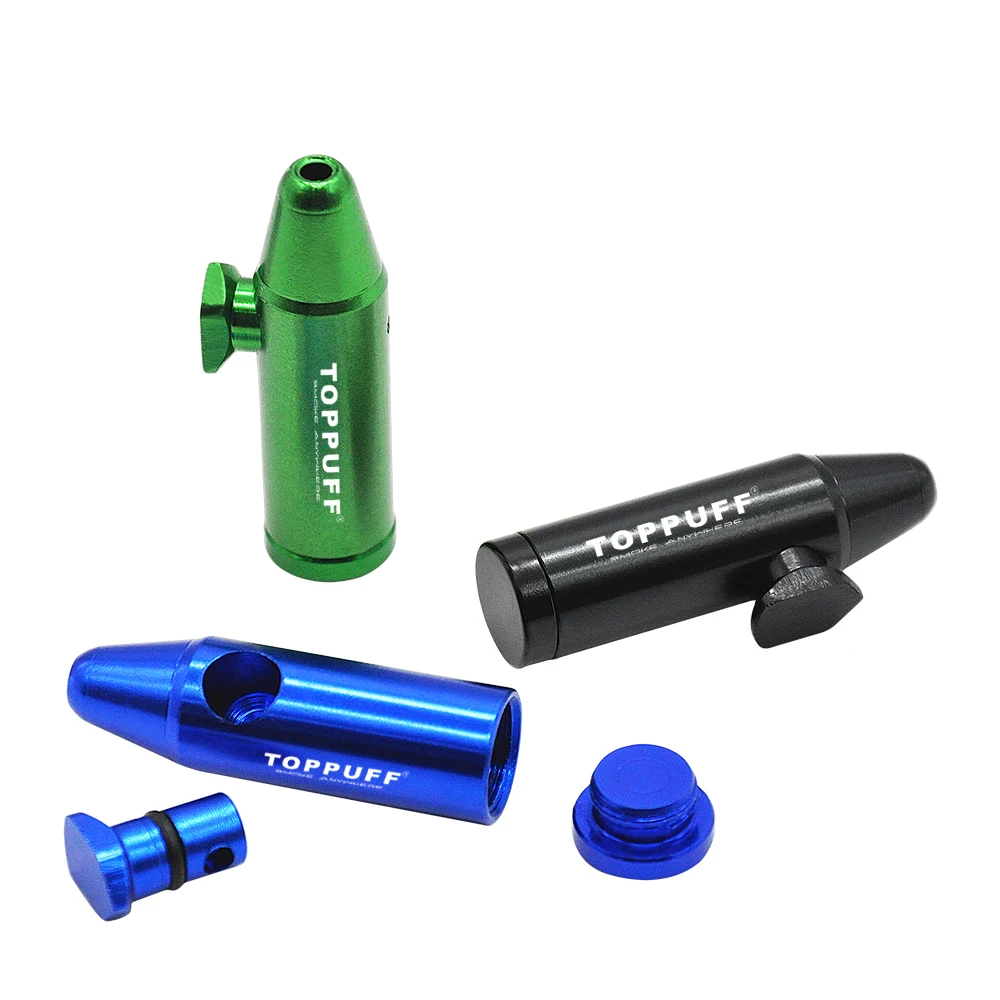 TOPPUFF DANGER Aluminun Sniffer металлический плоский/точечный Snorter Rocket Snuff Bullet Sniff Smoking Pipe