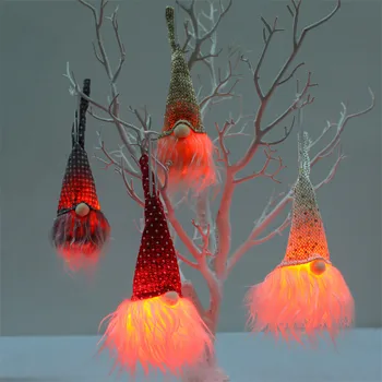 

Christmas Santa Rudolph Doll Cloth Birthday Present For Home Decorations Christmas Ornaments Luminous Christmas Pendant