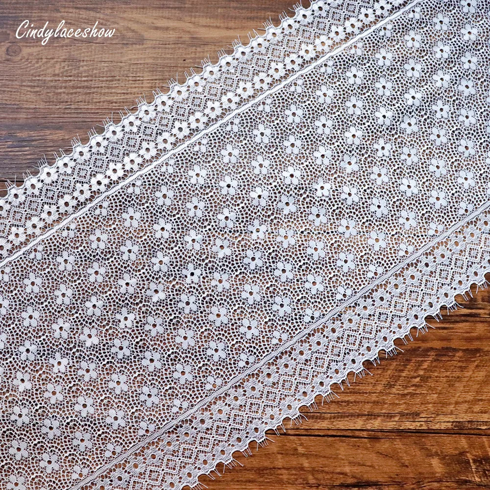 

2Yards 21cm Wide White Elastic Stretch Lace Trim Ribbon Floral Elastic Lace Fabric Bra Apparel Lace Lingerie Garters Sewing DIY