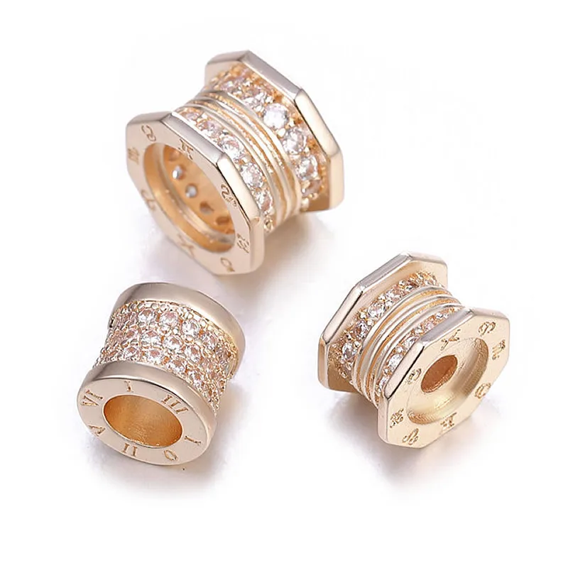 DIY handmade jewelry making accessorie copper micro inlaid zircon large hole beads clavicle chain bracelet necklace pendant part | Украшения
