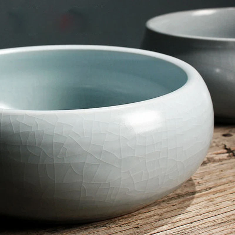 Ru Kiln Large Bowl for Chinese Tea Wash, Ceramic Kungfu Water Washed Bowl, Multifunctional Accessories, Ceremony Teaware