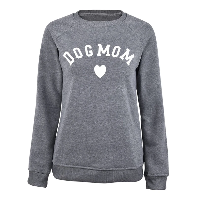 

Casual Dog Mom Heart Print Women's Sweatshirt Autumn Winter Long Sleeve Ladies Pullovers Letter Tops Plus Size Sweatshirts