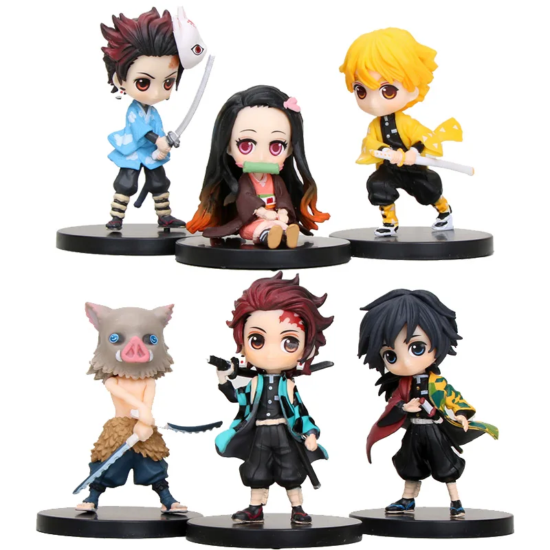 Фигурки героев Nezuko Zenitsu Tanjirou Giyuu Inosuk Kimetsu no Yaiba Рождественская игрушка C19 3 шт./компл.