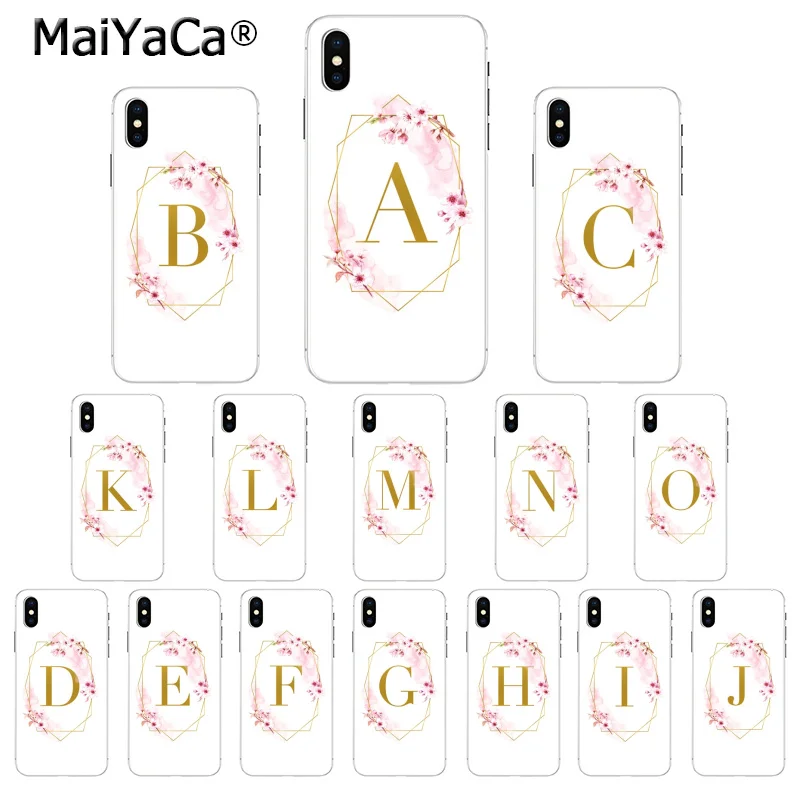 Flower frame gold letter ABC DIY Printing Drawing Phone Case cover Shell for iPhone 8 7 6 6S Plus 5 5S SE XR X XS MAX 11 pro max | Мобильные
