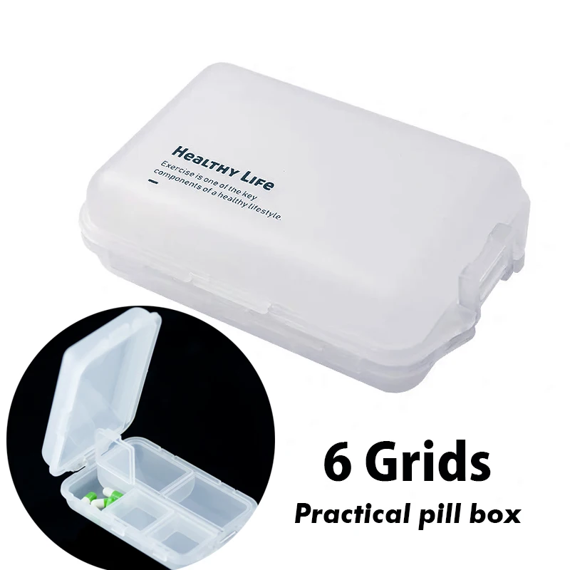 Medicine 6 Grids Pill Box Pills Dispenser Practical Pill Organizer Tablet Pillbox Case Container