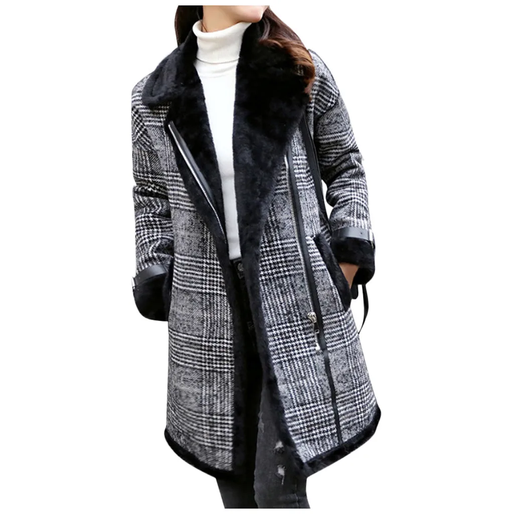 Autumn Women Fashion Cardigan Coat Long Knit Sweater Coat Loose Long Sleeve Wild Jacket Plaid Print Plus Size Casual Jacket#J30