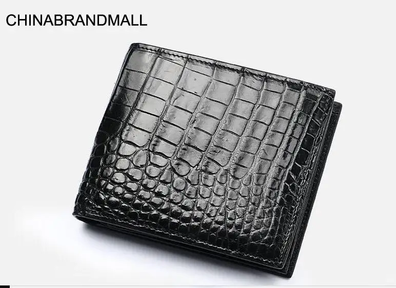 

Crocodile leather men solid short wallet folder card holder