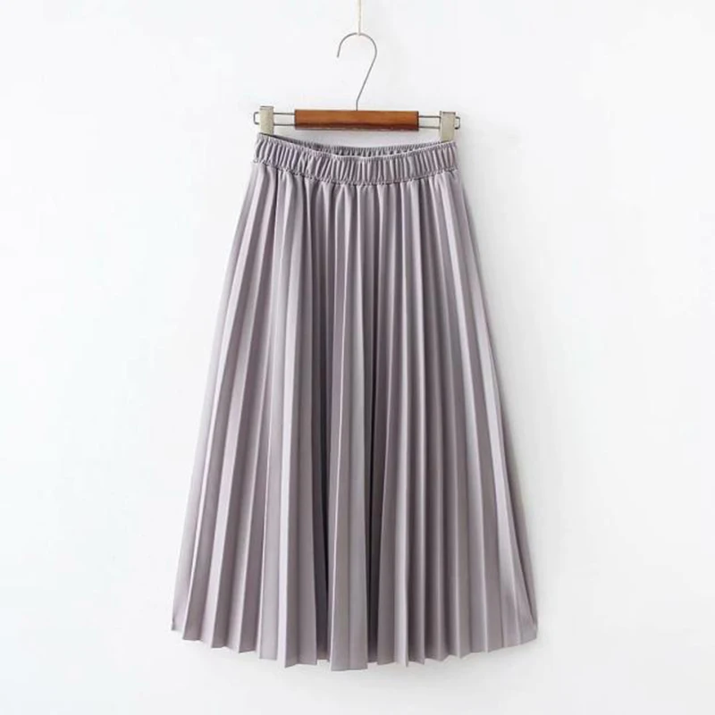 Весенняя Летняя женская юбка с высокой талией, одноцветная плиссированная юбка, женские повседневные юбки миди