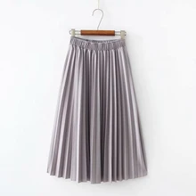 Весенняя Летняя женская юбка с высокой талией, одноцветная плиссированная юбка, женские повседневные юбки миди