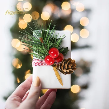 

NICROLANDEE Mini Artificial Red Berry Pine Needles Stems Picks Decor for Crafts Christmas Thanksgiving Garland and Holiday