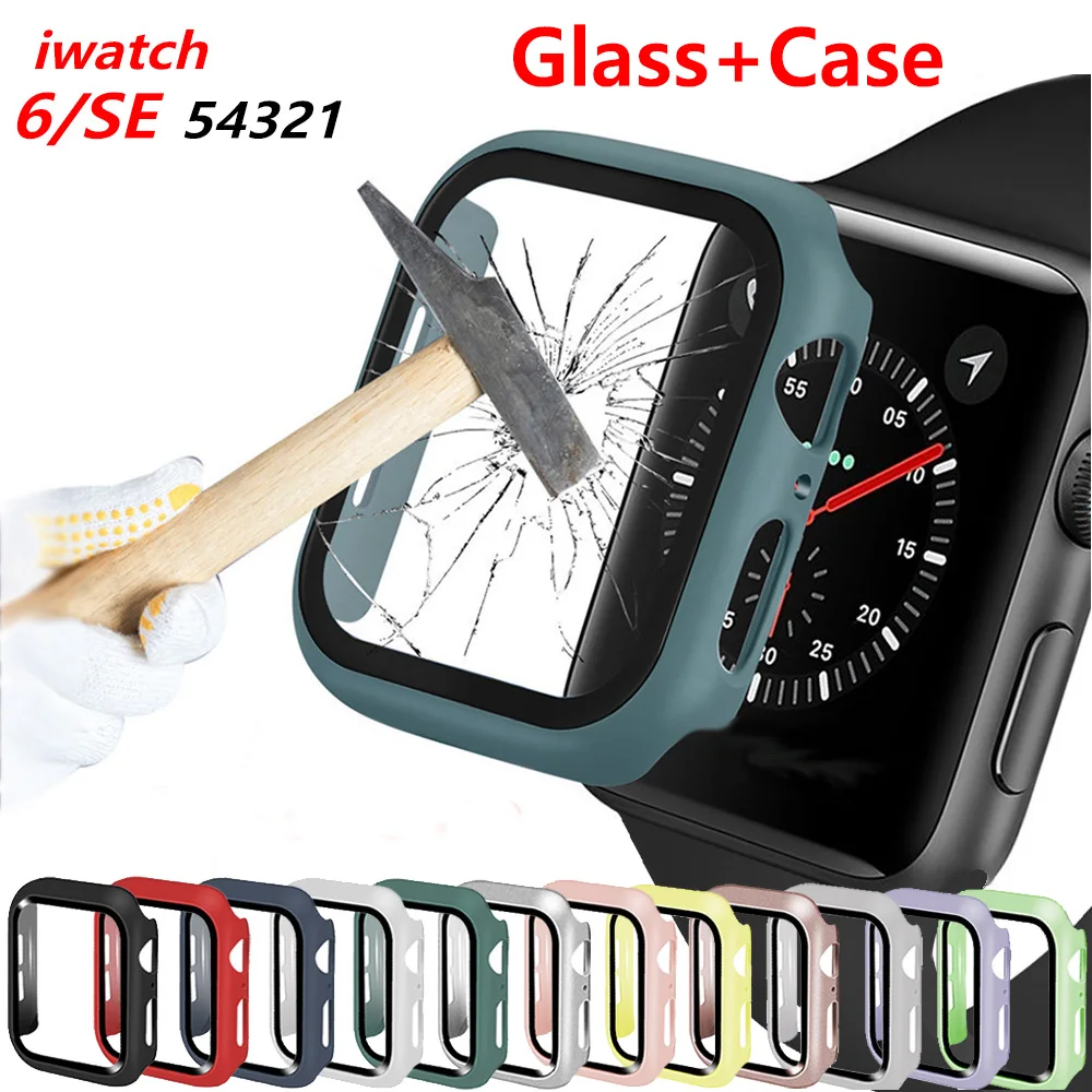 Buen trato Cristal + Fundas para Apple Watch Series SE 654321, Protector de pantalla de parachoques completo + Accesorios de cubierta, 44mm, 40mm, 42mm, 38mm, 360 qxQKM1KojoL