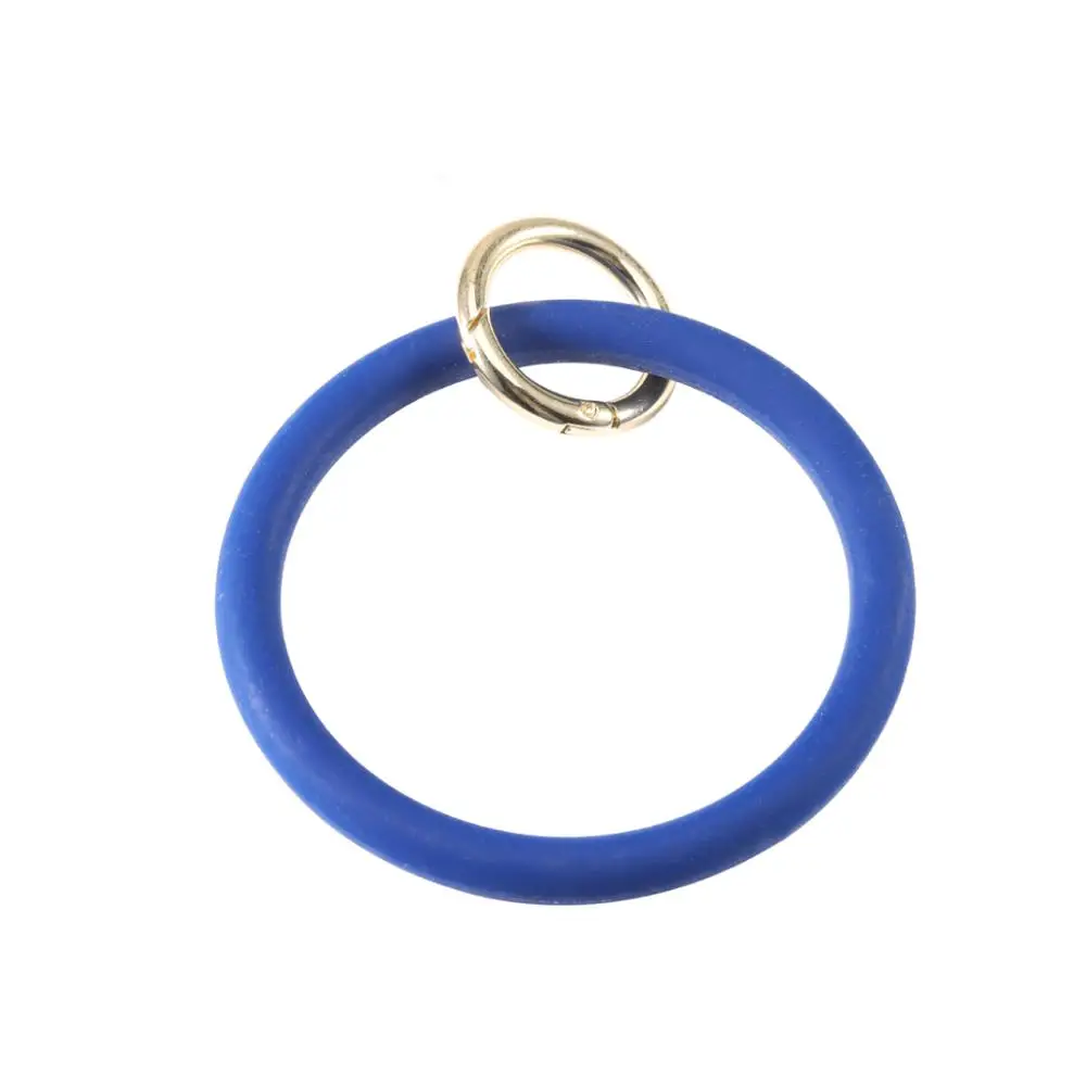 Модный Блестящий силиконовый о браслет брелок для женщин подарок на заказ увеличенный круг на запястье брелок унисекс аксессуары - Цвет: blue
