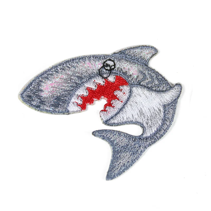 2PCS/lot Cartoon Fierce Shark Patch DIY Animals Patches Embroidery Applique Iron on Transfers for Clothing Stickers Wholesale | Дом и сад
