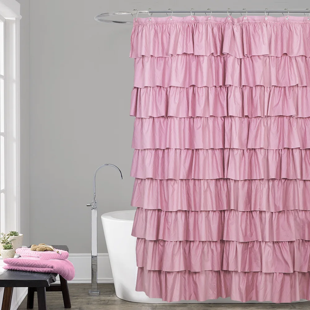 Tenda Doccia Floreale Con Rose Rosa - Impermeabile 183x183 Cm - Set Con 12 Ganci - Per Bagno Romantico E Privato