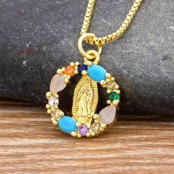 

High Quality Gold Color Virgin Mary Necklace For Women Church Christian Prayer Jesus Religion Pendant Necklace Jewelry Gift