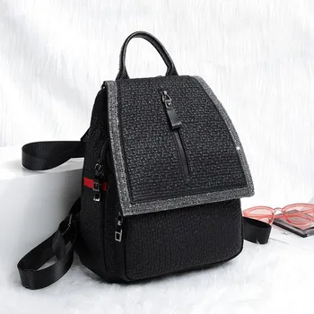

Vintage Diamond Genuine Leather Backpack Women High Shoulder Bags Travel Bagpack Rucksack Plecak Mochila Mujer Sac A Dos Femme