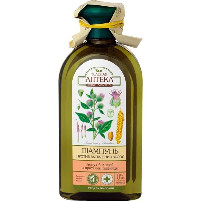 Шампунь Зеленая аптека лопух пшеница от выпадения 350мл | Красота и здоровье