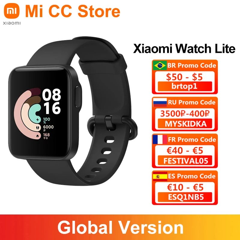 Global Version Xiaomi Mi Watch Lite 1.4 Inch Touch Screen GPS Heart Rate Fitness Tracker 5ATM Waterproof Alarm Sport Smart Watch