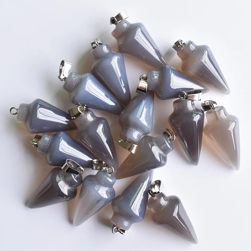 Fashion hot selling natural  Grey onyx pendulum circular Cone charms Pendants for jewelry making 10pcs/lot wholesale free