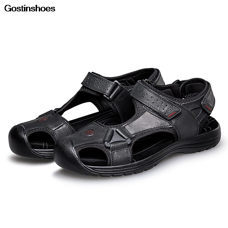 

Men Sandals Genuine Leather Sandal Pria Cowhide Beach Casual Shoes Sandale Homme Cuir