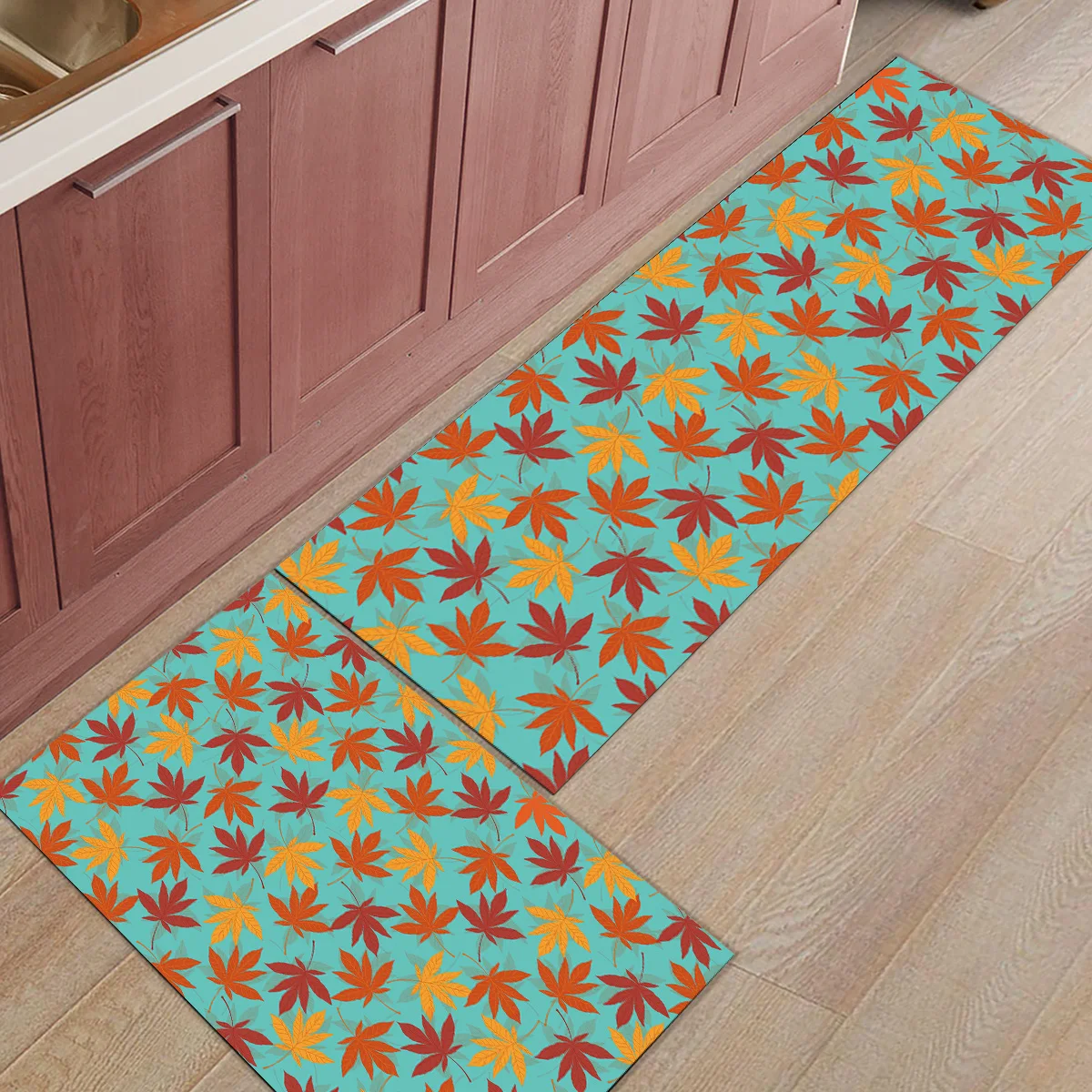 

Autumn Style Red Maple Leaf Yellow Maple Leaf 2 Piece Mat For Kitchen Dirt Debris Mud Trapper Boot Shoes Scraper Accessory Sets