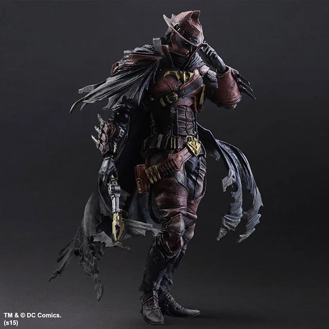 27CM Play Arts KAI DC Comics Variant Batman Timeless Wild West Red Ver. PVC Action Figure Collectib