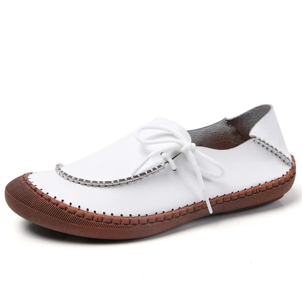 Doratasia/ г. Большой размер 45, водонепроницаемые мокасины из натуральной кожи женская обувь для отдыха удобная женская обувь на плоской подошве для мам - Цвет: Белый