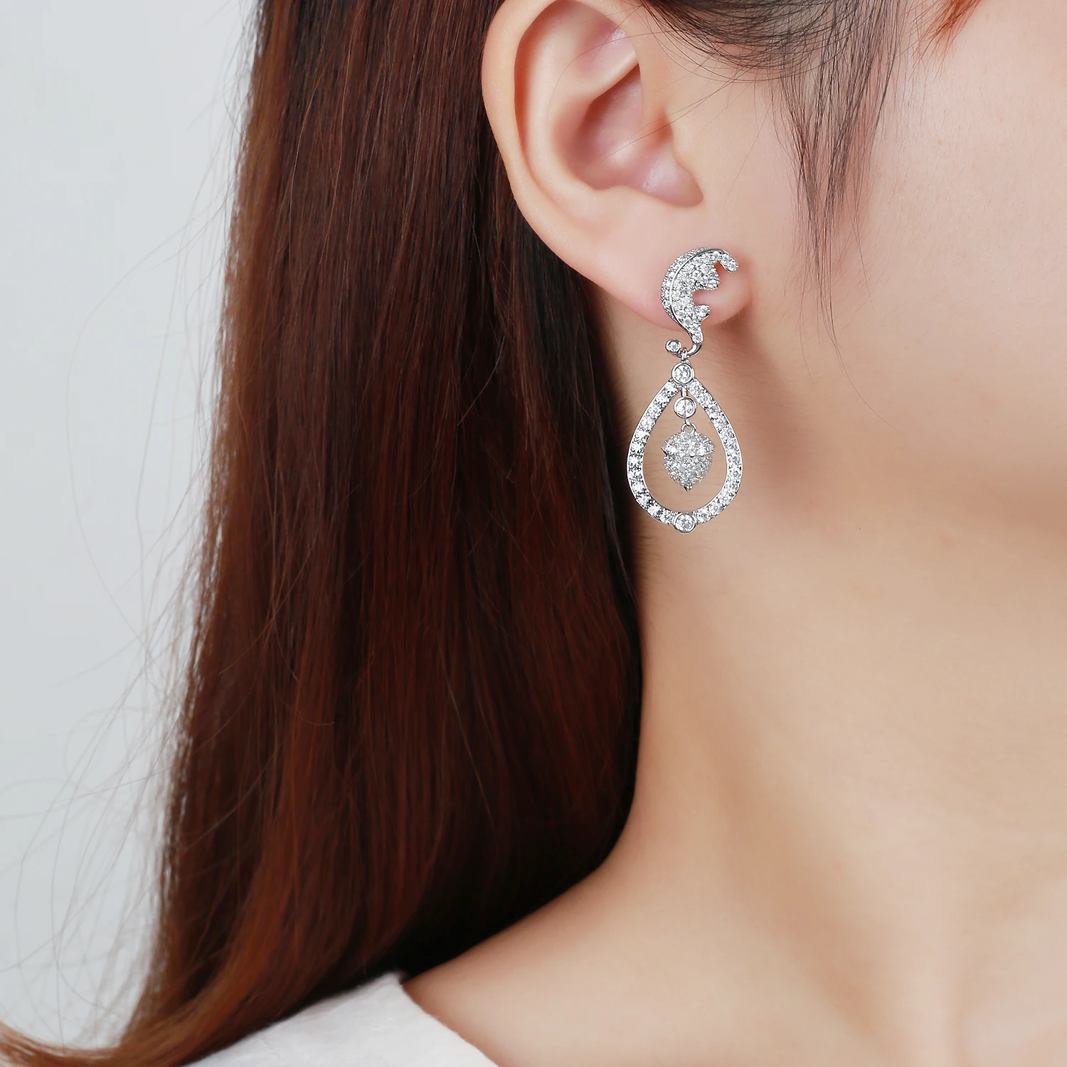 Cubic Zircon CZ Princess Kate Middleton Earring,Wedding Dangle Earring for Bridal Women Girl Prom Jewelry CE11128A 3