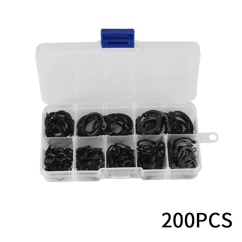 

200Pcs Carbon Steel M6-M20 C-clip Washers Internal External Retaining Circlips Snap Retaining Ring