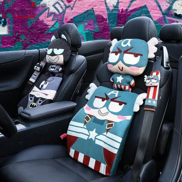 Дорожная подушка marvel, Мультяшные автомобильные подголовники, подушка для шеи, милое сиденье, поясничная поддержка для талии, подушка для офиса, дома, сна