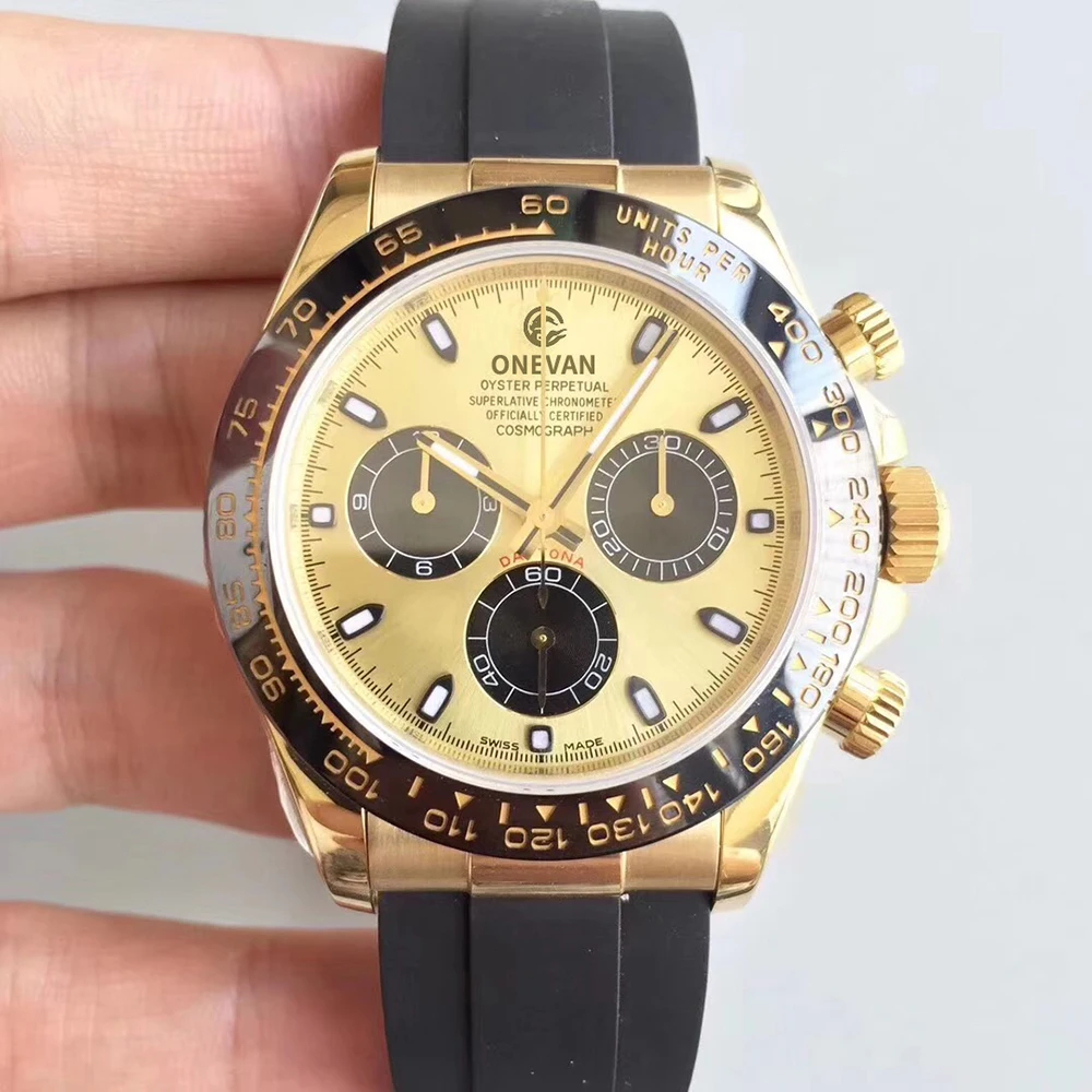 

Luxury day Tona Rolexable Watch AAA Automatic Mechanical 18ct Gold Rubber Strap AAA Quality Male Wristwatch 116610 116600 Watch