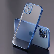 Luxury Square Frame Plating Clear Phone Case For iPhone 12 11 Pro Max Mini X XR XS 7 8 Plus SE 2 2020 Transparent Silicone Cover