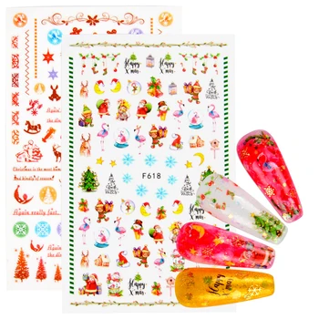 

1 PC 3D Nail Slider Christmas Sticker Decals Christmas Tree Design Adhesive Manicure Tips Nail Art Decorations