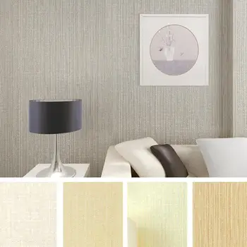 

Simple Linen Grain Non-Woven Wallpaper Home Livingroom Bedroom Decor 10M