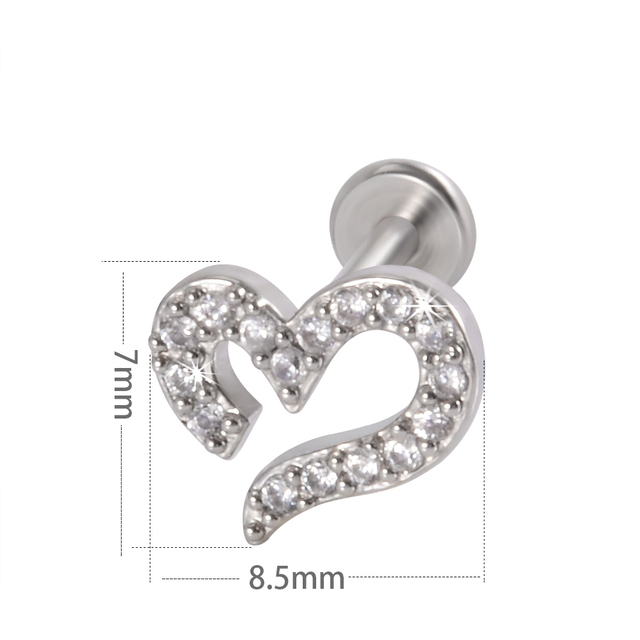 Leaf  Heart Lip Labret Stud Piercing Flat CZ Gem Flower Ear Tragus Cartilage Helix Stud Conch Lobe Earring Body Jewelry