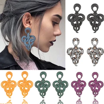 

missvikki 12 Colors Leopard Twist Snake Dangle Earrings African Indian Dubai Russia Punk Noble Luxury Earrings for Women Jewelry