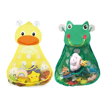 

2x Bath Toy Organizers, Toddler Toy Storage Caddy,Bathtub Toy Storage Bags with 2 Strong Suction Cups-Duck & Cute Frog