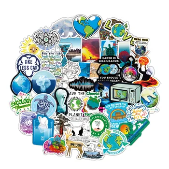 

50 PCS Waterproof Sticker Global warming environmental Protection Pattern For Skateboard Hydro Fask Laptop Suitcase Stickers