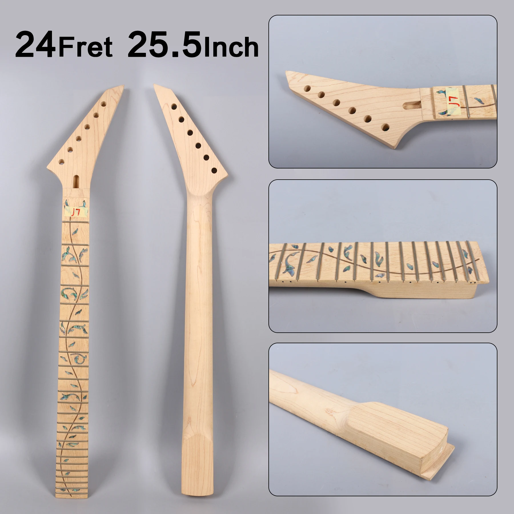 

Diy Кленовая электрическая гитара Шея 24 лада 25.5in Кленовая грелка фиксирующая гайка НЕОБРАБОТАННАЯ