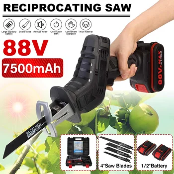 

NEW 88V Cordless Reciprocating Saw Rechargeable Wood Metal Cutting with Battery and 4 Pieces Blades Power Tools