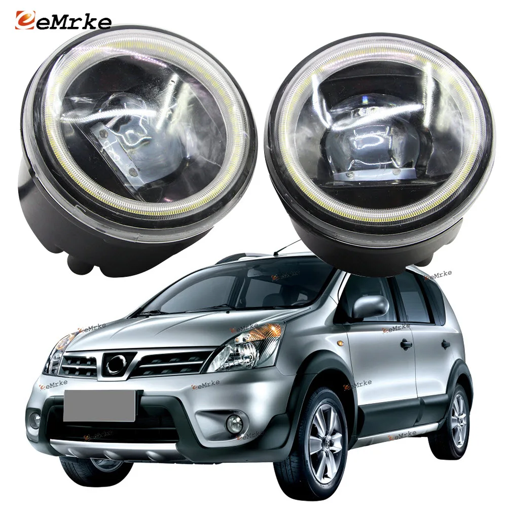 

2x LED Fog Lights Assembly Cut-Line Lens for Nissan Livina L10 X-Gear C-Gear 2008 2009 Led Angel Eye DRL Daytime Running Lights