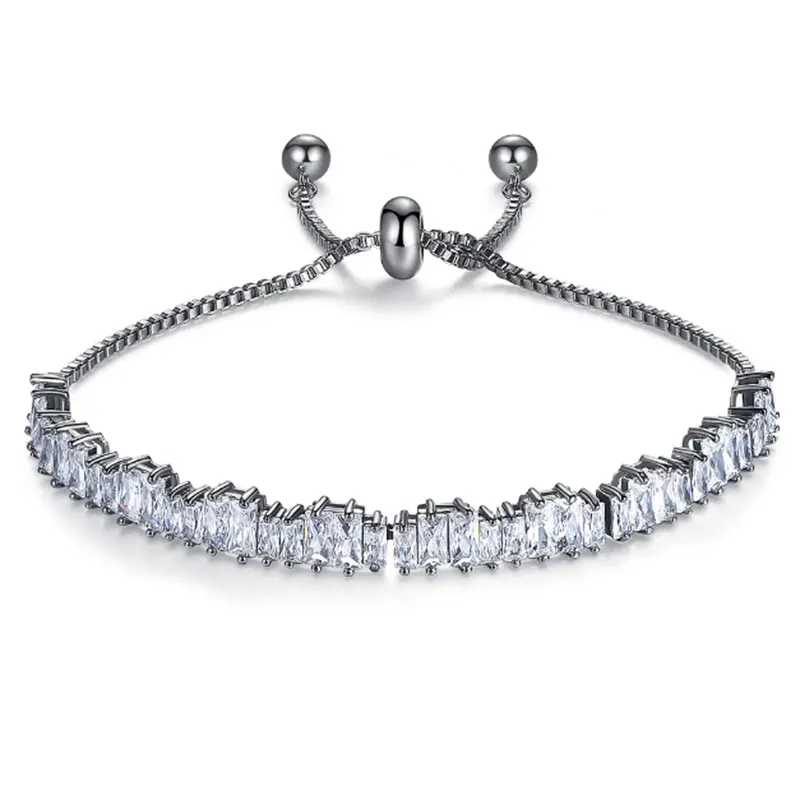 Регулируемые браслеты-цепочки для женщин AAA кубический цирконий Розовое золото Цвет Браслет Свадебные украшения подарок на день Святого Валентина