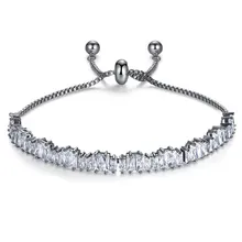 Регулируемые браслеты-цепочки для женщин AAA кубический цирконий Розовое золото Цвет Браслет Свадебные украшения подарок на день Святого Валентина