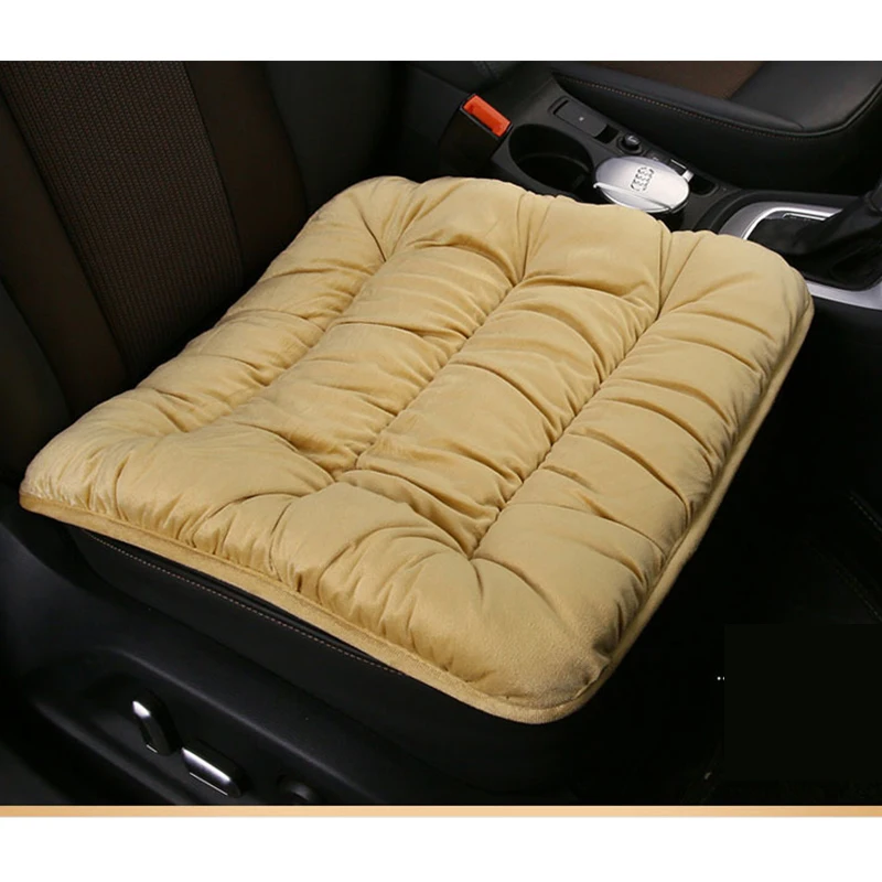 Флокированная ткань, не перемещается, подушки для автомобильных сидений, не скользит, подушка для автомобильных сидений, универсальная, сохраняющая тепло, зимние автомобильные аксессуары, чехол для сиденья - Название цвета: Beige 1