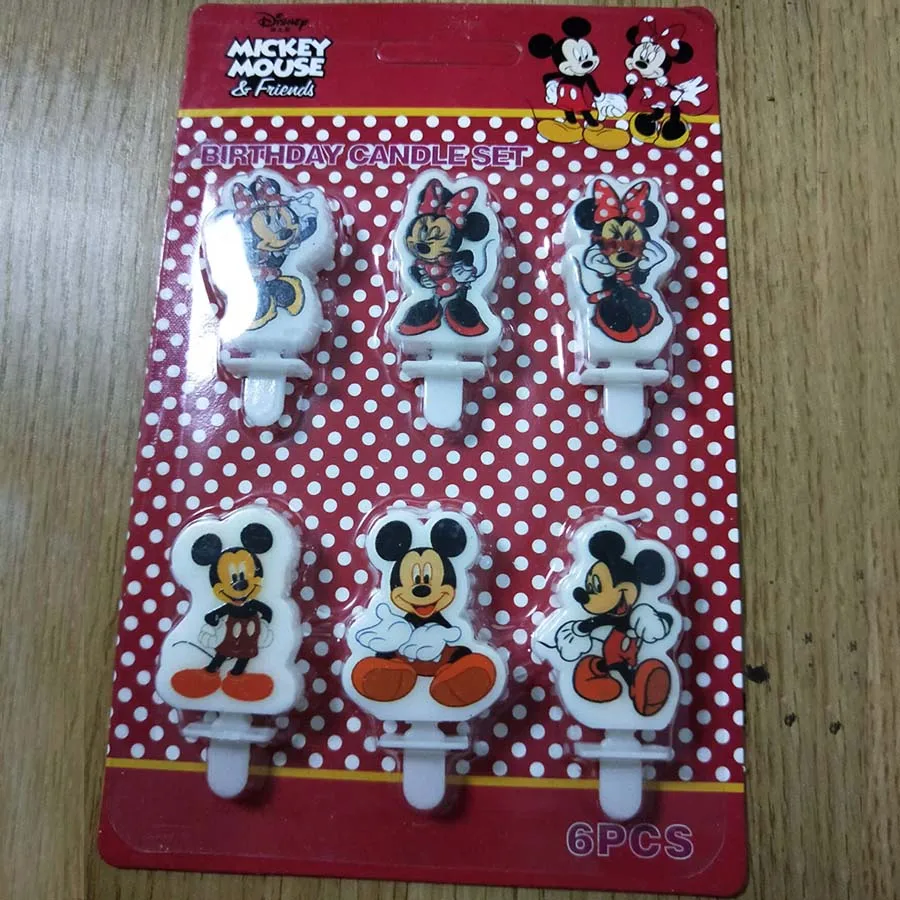 

New arrival Disney Cute Minnie Mickey Mouse Princess Girl boys Birthday Art Smokeless Candle for Party Supplies Cupcake Toppers