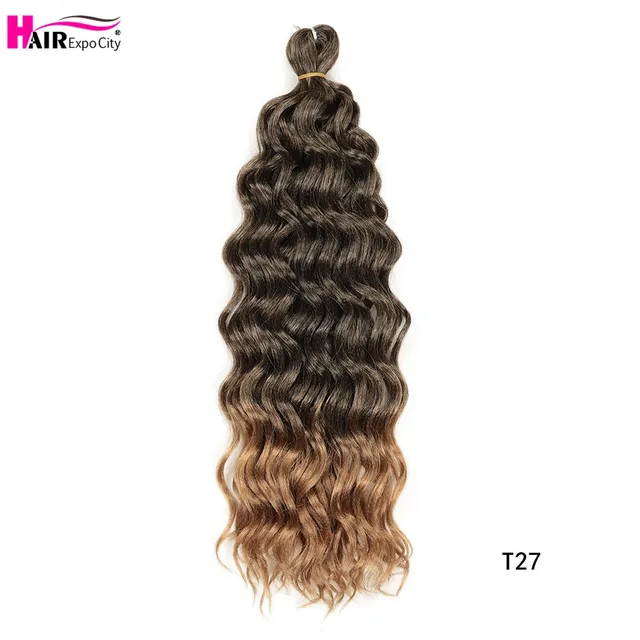 18-24 Inch Ocean Wave Crochet Braid Hair Hawaii Afro Curls Natural Synthetic Braiding Hair Extensions Pink 613 Hair Expo City T1B/27