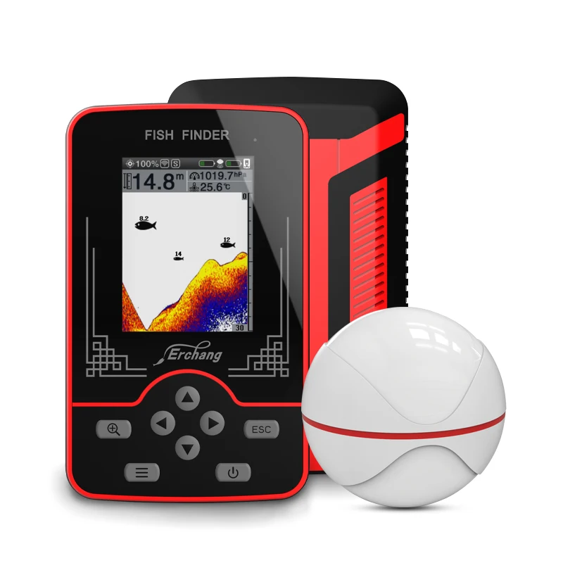 Erchang Sonar Fish Finder Rechargeable Wireless Sensor 60M Water Depth Echo Sounder Fishing Portable Fish Finder 100M Distance