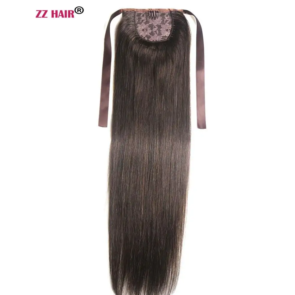 ZZHAIR 140g 1"-30" фабричного производства Волосы remy Лента хвост зажимы-в Пряди человеческих волос для наращивания хвощ Натуральные Прямые Волосы